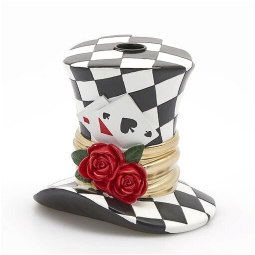DECORO CAPPELLO D16H14CM PORTACANDELA SCACCHIERA
