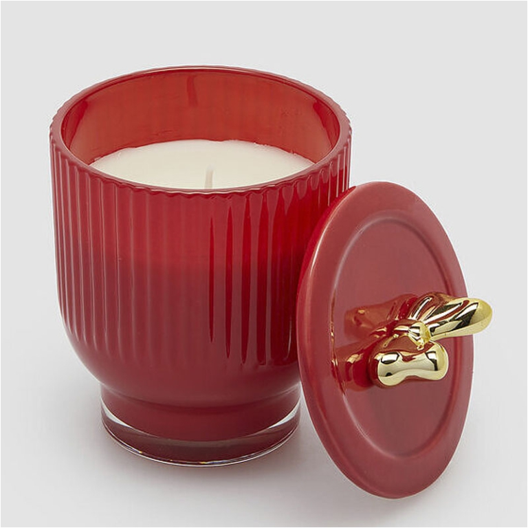 CANDELA 235GR H13CM ROSSA TAPPO FIOCCO PROFUMATA