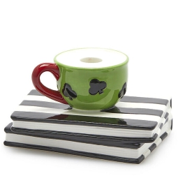 DECORO TAZZINA H10CM     PORTACANDELA VERDE