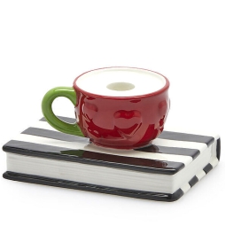 DECORO TAZZINA H8CM      PORTACANDELA ROSSA