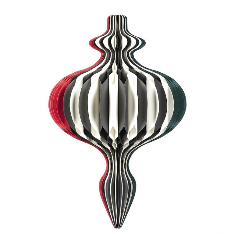 DECORO TROTTOLA H80CM 3D CARTA BIANCO/NERO/ROSSO