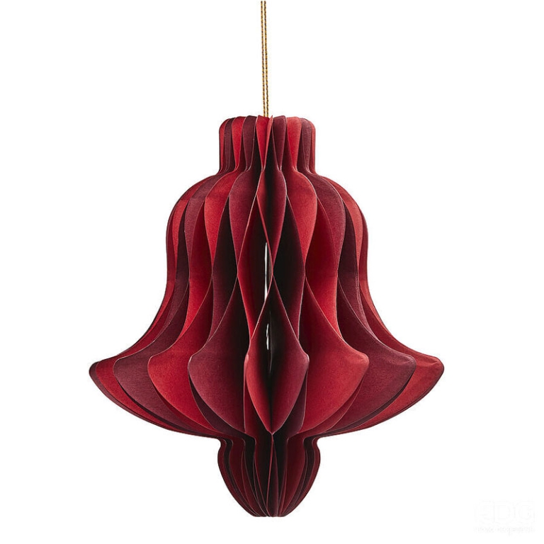 DECORO CAMPANA CARTA 3D  H15CM ROSSA