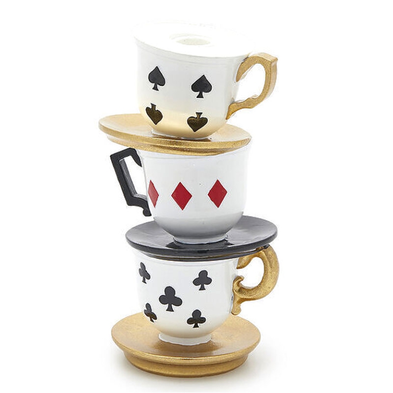 DECORO TAZZINE H20CM     PORTACANDELA POKER