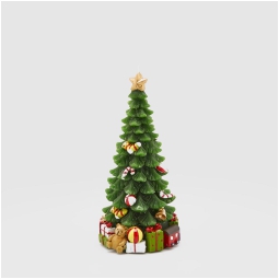CANDELA PINO DECORATO H22CM VERDE