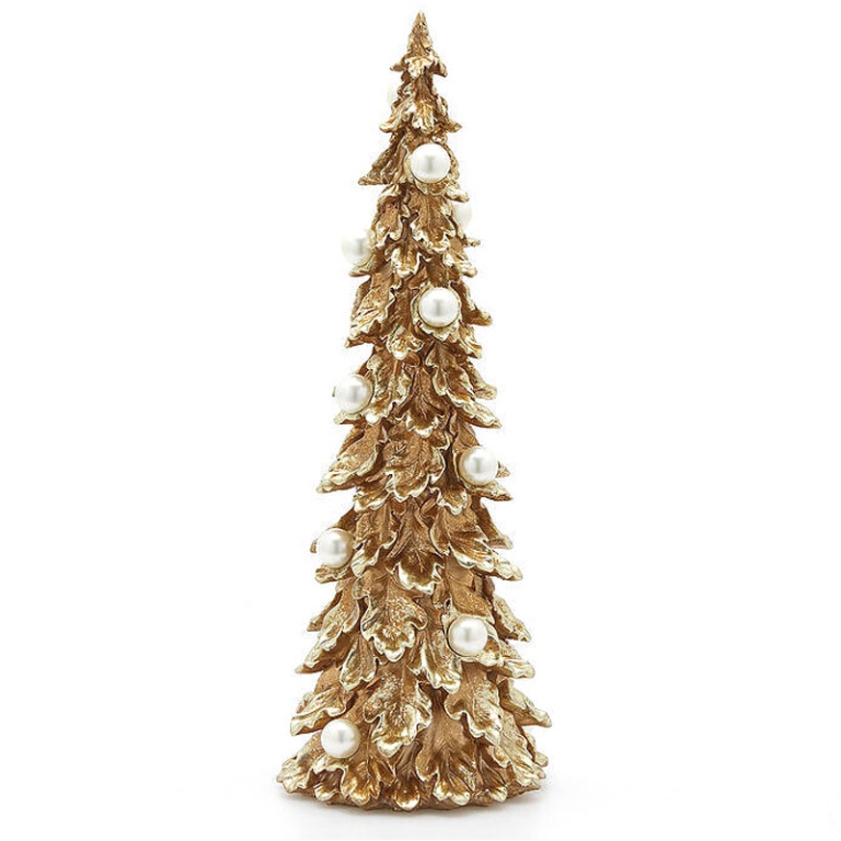 DECORO ALBERO H48CM      RESINA ORO DECORO PERLE