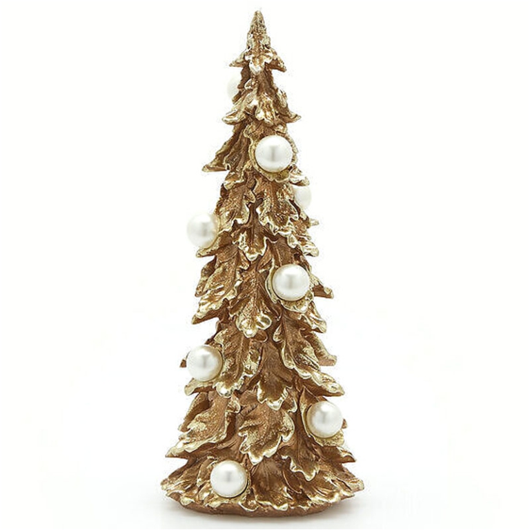 DECORO ALBERO H34CM      RESINA ORO DECORO PERLE