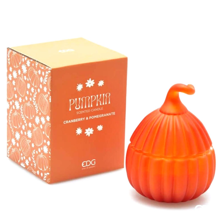 CANDELA ZUCCA H14CM VETRO ARANCIONE