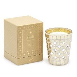 CANDELA VASETTO D10H12CM 360GR VETRO DECORATO ORO