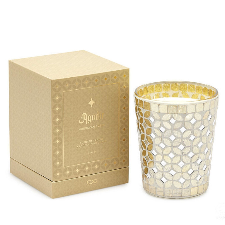 CANDELA VASETTO D13H16CM 900GR VETRO DECORATO ORO