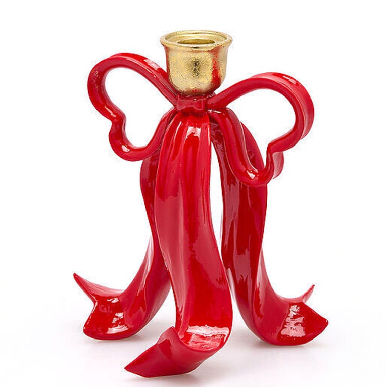 PORTACANDELA FIOCCO H20CM ROSSO E ORO