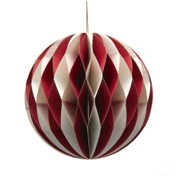 DECORO SFERA CARTA 3D    D15CM BIANCA/ROSSA