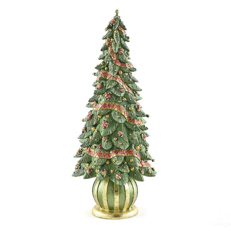 ALBERO DI NATALE BASE VERDE E ORO H43CM