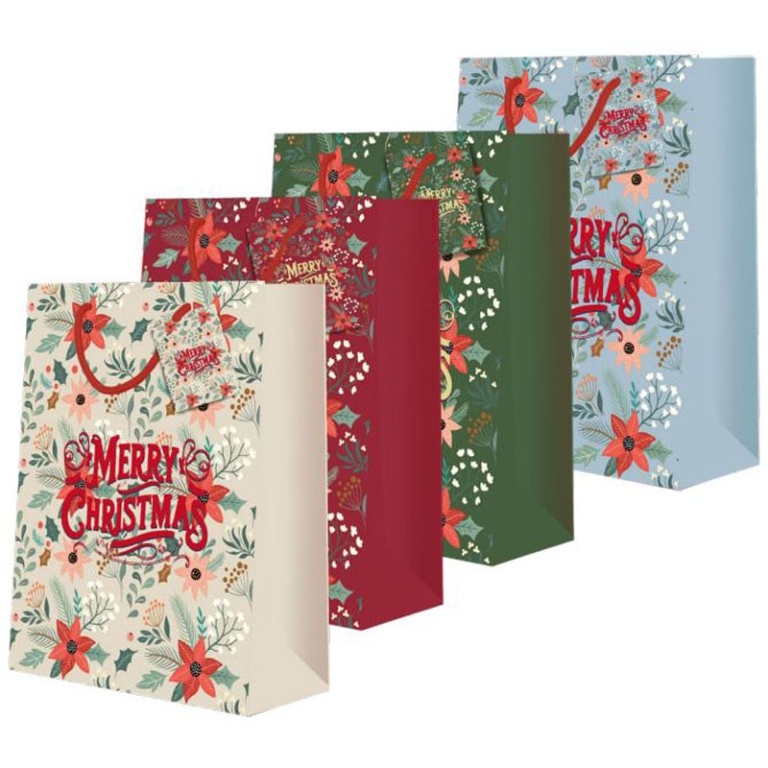 SHOPPER XMAS 26X9X32CM   MERRY XMAS SOGGETTI ASSORTITI