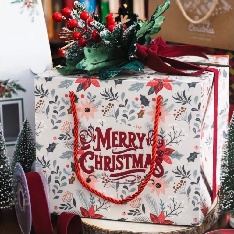 SHOPPER XMAS 24X24H20CM  MERRY XMAS PANETTONE 3