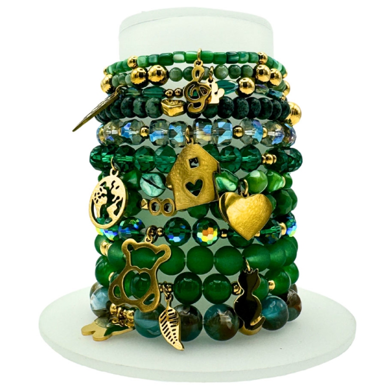 BRACCIALE PIETRE VERDI 12PZ CON PENDENTI EXPOBANCO