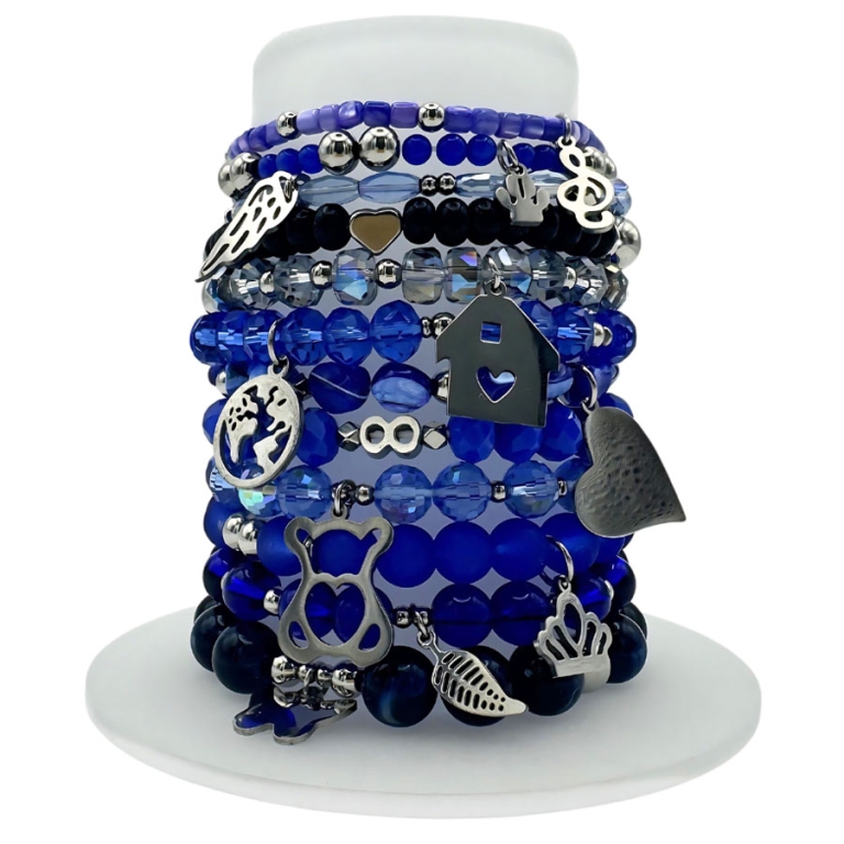 BRACCIALE PIETRE BLU 12PZCON PENDENTI EXPOBANCO
