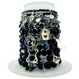 BRACCIALE PIETRE NERE 12PZ CON PENDENTI EXPOBANCO