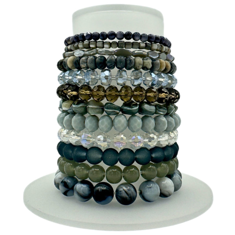 BRACCIALE PIETRE GRIGIO  12PZ EXPOBANCO