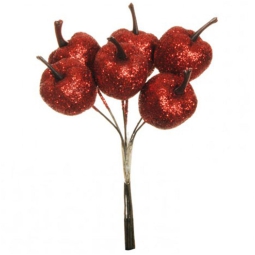 GIROCANDELA 72PZ MELE    ROSSE GLITTER H12CM