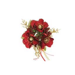 GIROCANDELA 6PZ FIORI    ROSSI DETTAGLI ORO