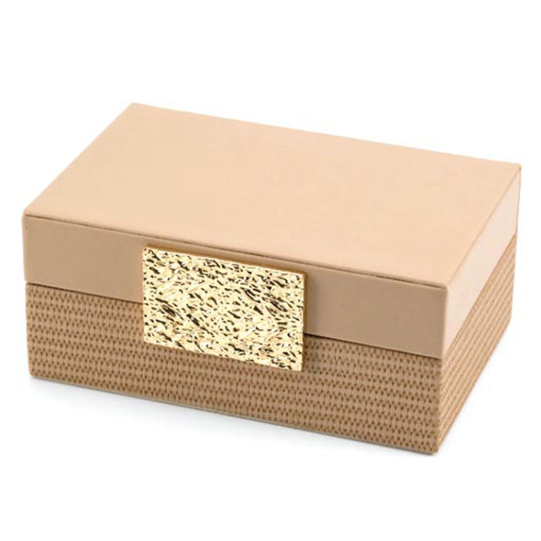 SCATOLA CON BORCHIA      18X12H8CM BEIGE