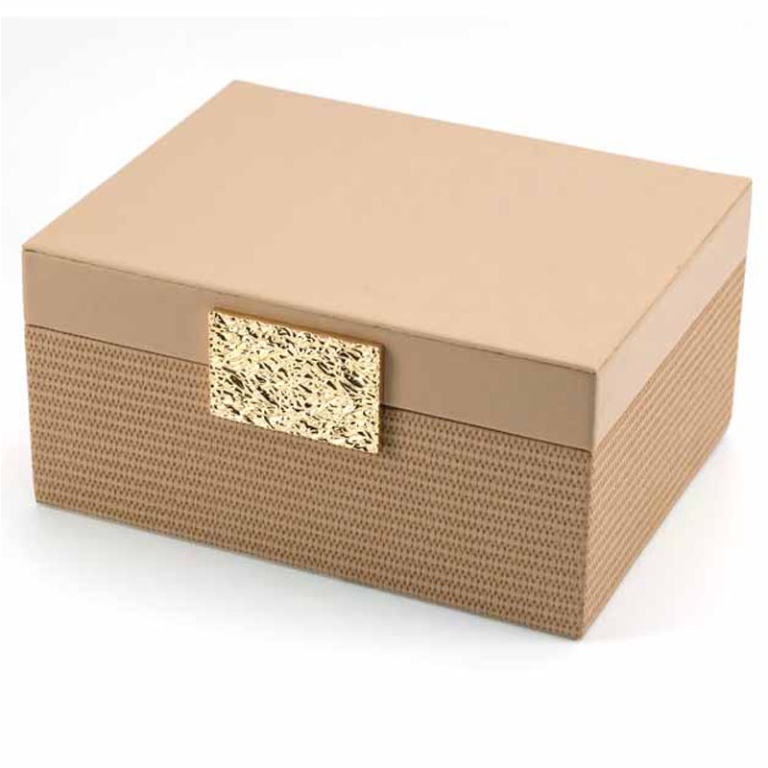 SCATOLA CON BORCHIA      23X18H11CM BEIGE