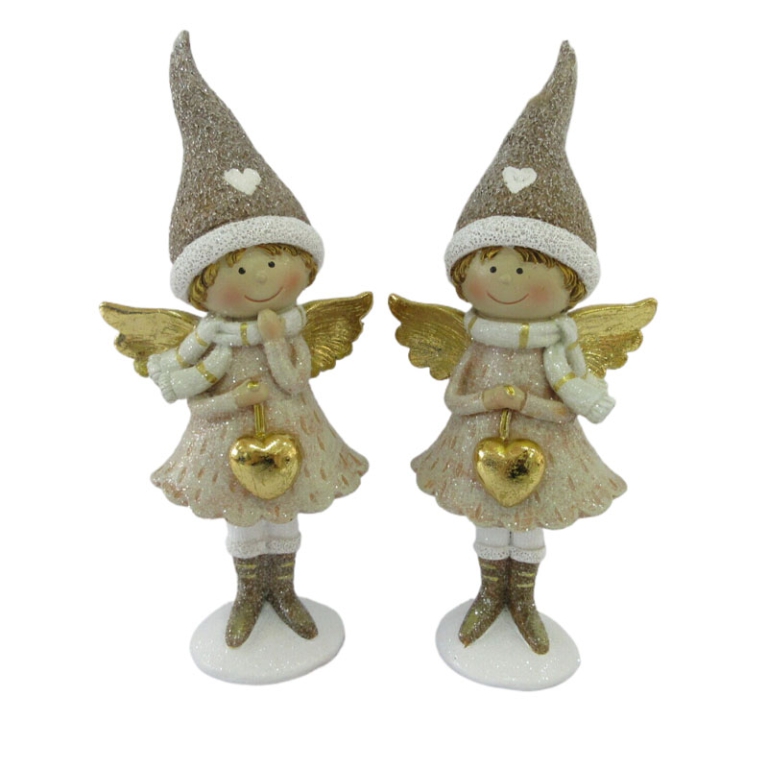 ANGIOLETTO H19,5CM CON CUORE ORO SOGGETTI ASSORTITI