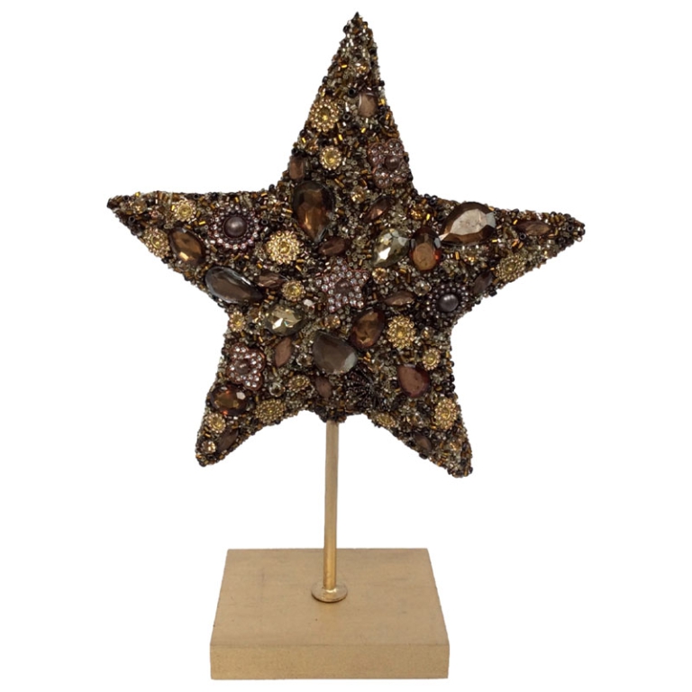 STELLA H18CM MARRONE BASE LEGNO