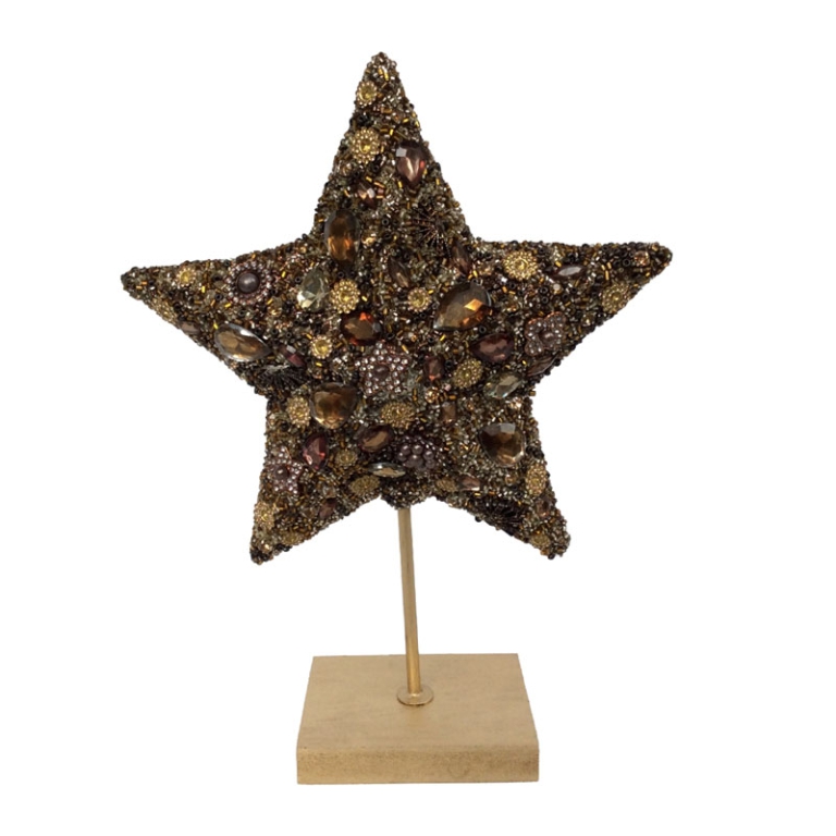 STELLA H22CM MARRONE BASE LEGNO