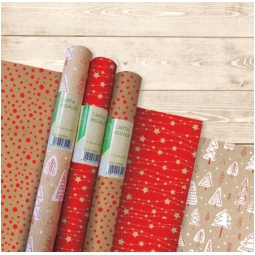 ROTOLO CARTA REGALO 70CMX2MT KRAFT VERDE NATALE