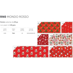 ROTOLO CARTA REGALO 70CMX2MT NATALE MONDO ROSSO