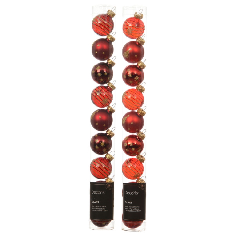 SFERA VETRO D30MM 9PZ ROSSO SOGGETTI ASSORTITI