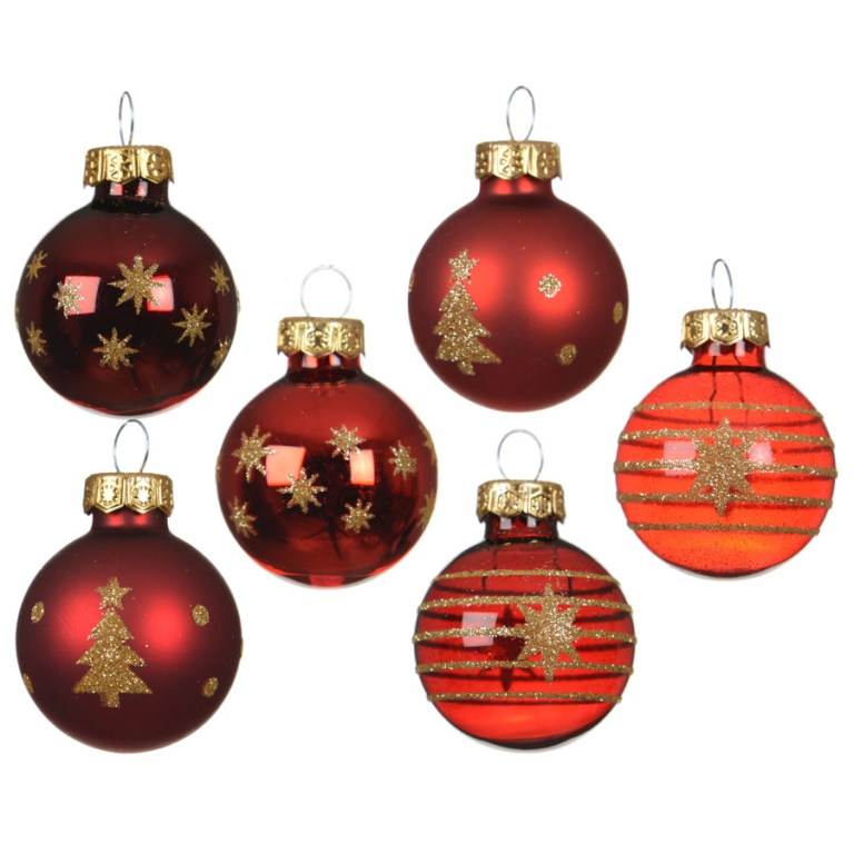 SFERA VETRO D30MM 9PZ ROSSO SOGGETTI ASSORTITI 2