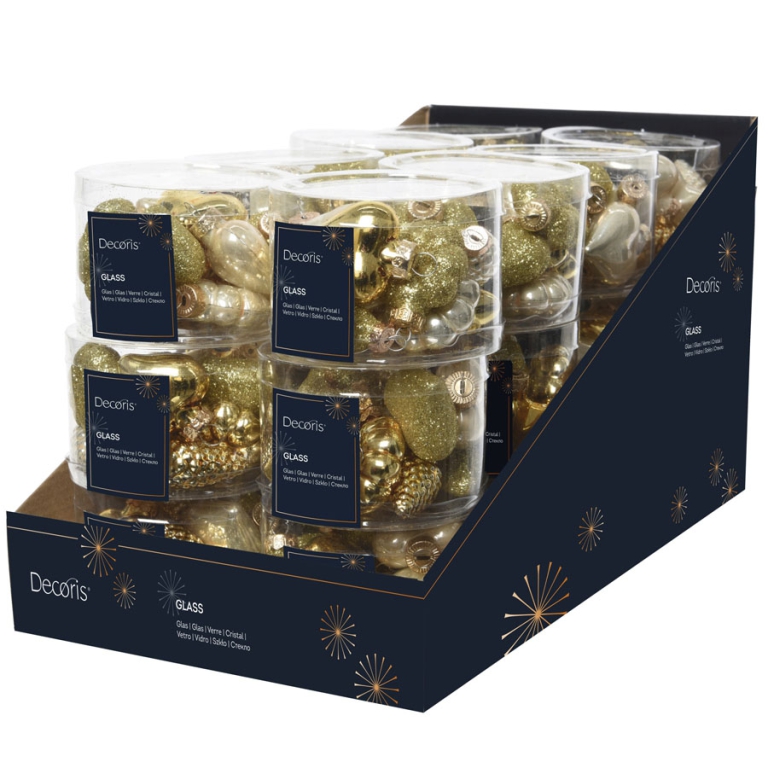 DECORI VETRO 12PZ PERLA E ORO SOGGETTI ASSORTITI 3