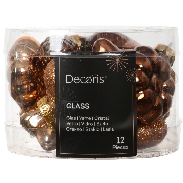 SFERA VETRO D40MM 12PZ MARRONE GLITTER ASSORTITA 2