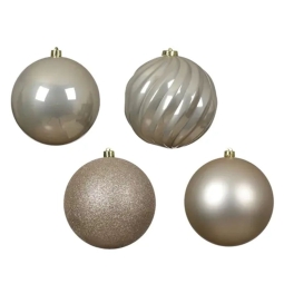 SFERE PLASTICA 4PZ D4CM  CHAMPAGNE SOGGETTI ASSORTITI