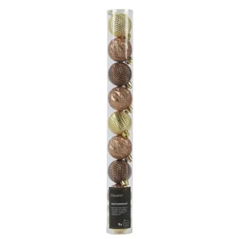 SFERE PLASTICA 9PZ D4CM  MARRONE ORO ROSA GLITTER 2