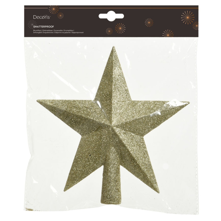 PUNTALE PLASTICA STELLA 3D H20CM ORO GLITTER 2