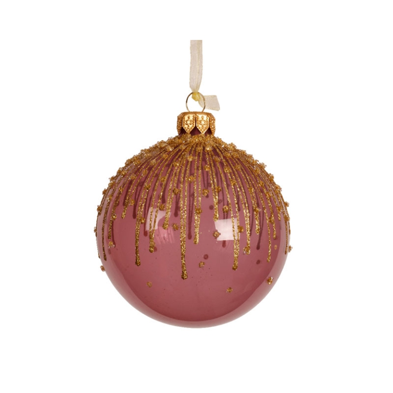 SFERA VETRO D8CM 6PZ ROSA ANTICO