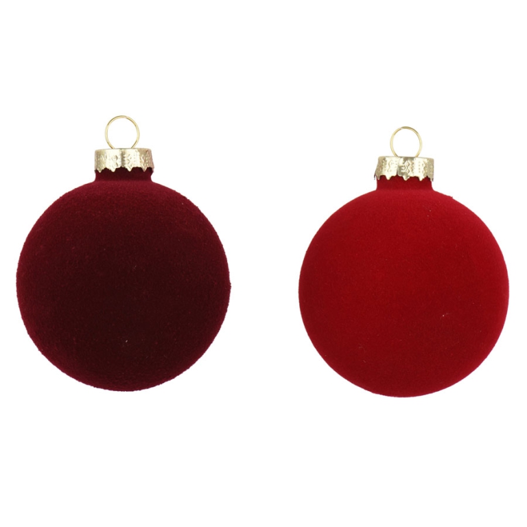 SFERA VETRO D60MM 10PZ FLOCCATE BORGOGNA E ROSSO