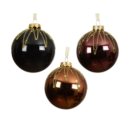 SFERA VETRO D8CM DECORO  GLITTER COLORI ASSORTITI