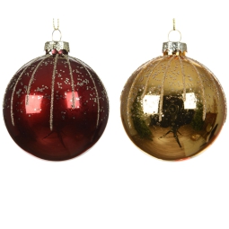 SFERA VETRO D80MM ROSSO E ORO SOGGETTI ASSORTITI