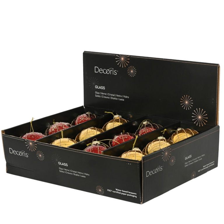 SFERA VETRO D80MM ROSSO E ORO SOGGETTI ASSORTITI 2