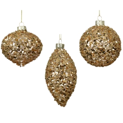 SFERA VETRO D80MM GLITTER ORO FORME ASSORTITE