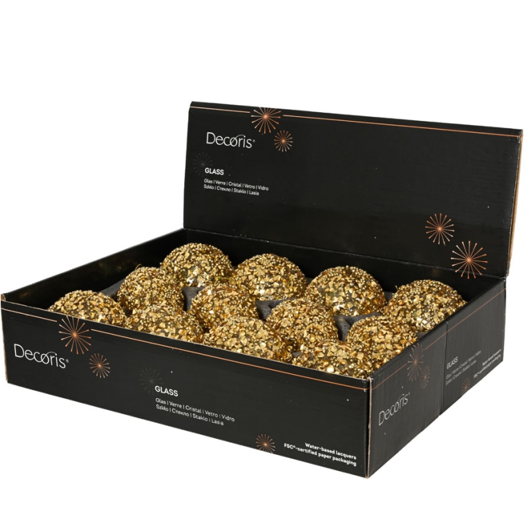 SFERA VETRO D80MM GLITTER ORO FORME ASSORTITE 2