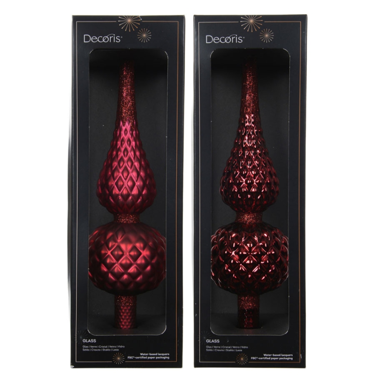 PUNTALE VETRO D8,7H30,5CM BORGOGNA GLITTER ASSORTITI 2