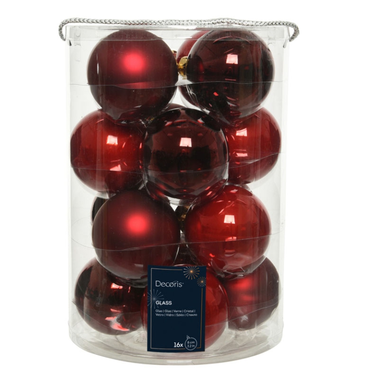 SFERA VETRO D80MM 16PZ ROSSO