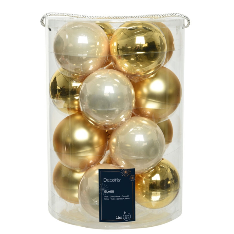 SFERA VETRO D80MM 16PZ ORO