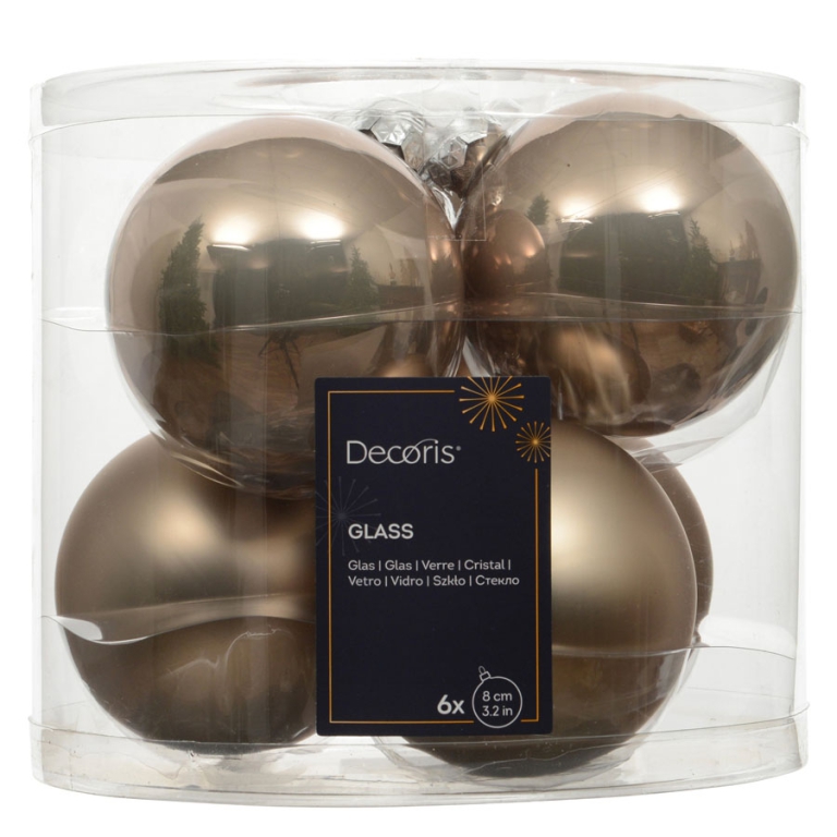 SFERA VETRO D80MM 6PZ GRIGIO PERLA