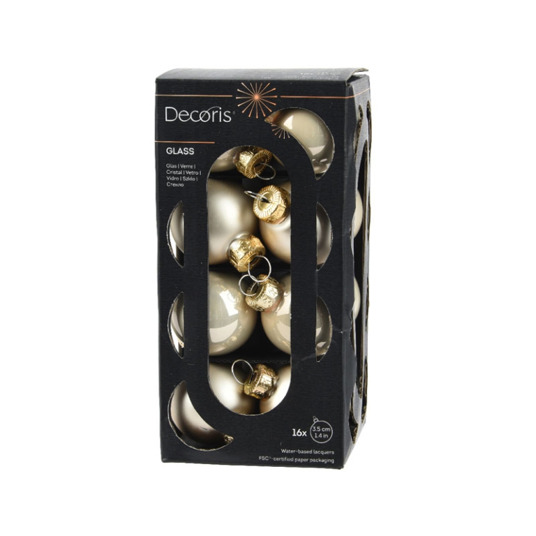 SFERE D3,5CM 16PZ PERLA  SOGGETTI ASSORTITI